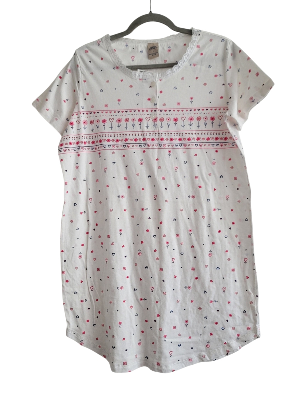 NEW VTG High Sierra Patriotic Floral Intimates‎ Cotton Sleep Gown Pajama Dress